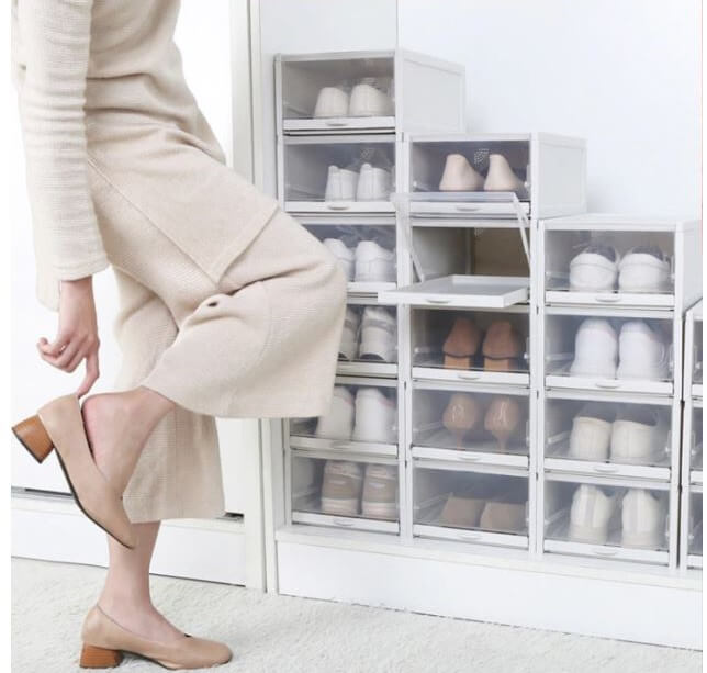 Shelf Stackable Shoe Boxes Pull Out Stackable Shoe Sneaker Box